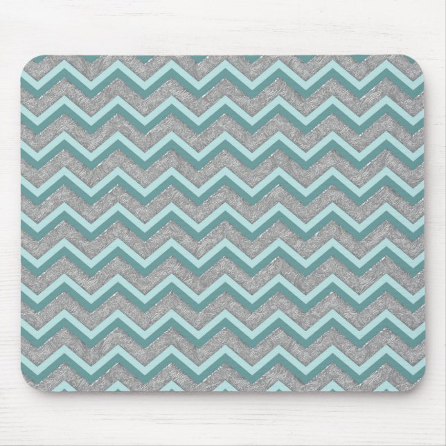 Silver Foil och Teal ZigZag Musmatta (Framsidan)
