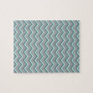 Silver Foil och Teal ZigZag Pussel