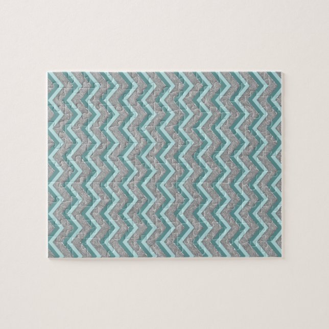 Silver Foil och Teal ZigZag Pussel (Horisontell)