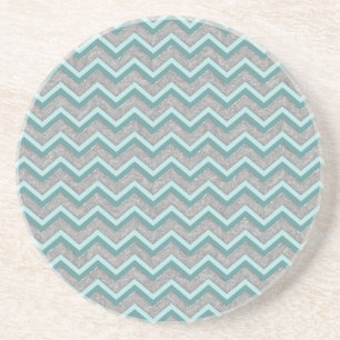 Silver Foil och Teal ZigZag Underlägg Sandsten