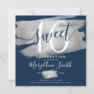 Silver Foil Paint Sweet 16:e födelsemyngan Inbjudningar
