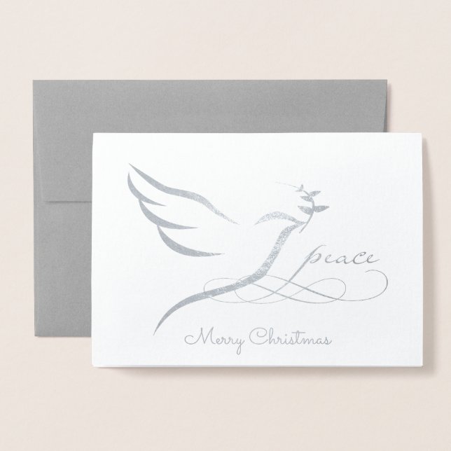 Silver Foil Peace Dove Card Folierat Kort (Framsida med kuvert)