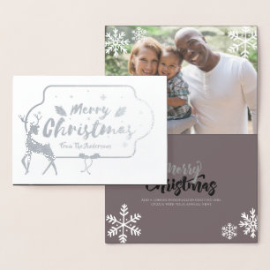 SILVER FOIL PHOTO-Personligen Julstation Folierat Kort