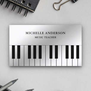 Silver Foil Piano Tangentbord Musician Pianist Visitkort