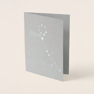 Silver Foil Pisces Zodiac Constellation Folierat Kort