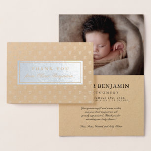 Silver Foil Prince Krona Baby Shower Tack Folierat Kort