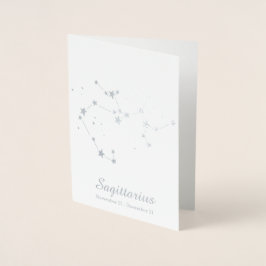 Silver Foil SAGITTARIUS Zodiac Sign Constellation Folierat Kort