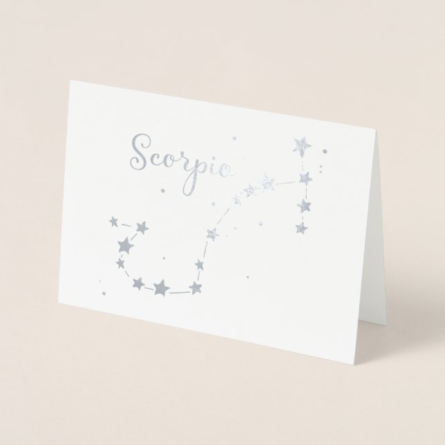 Silver Foil Scorpio Zodiac Constellation Folierat Kort (Framsida)