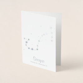 Silver Foil SCORPIO Zodiac Sign Constellation Folierat Kort