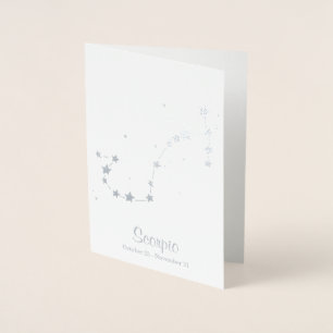 Silver Foil SCORPIO Zodiac Sign Constellation Folierat Kort