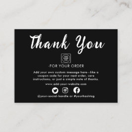 Silver Foil Script Thank You Note Card Tilläggskort