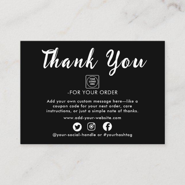 Silver Foil Script Thank You Note Card Tilläggskort (Framsida)