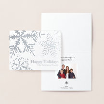 Silver Foil Snowflake Photo Inside Helgdag Card