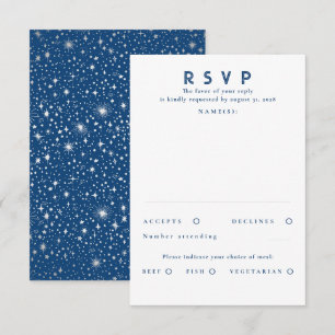 Silver Foil Stars Modern Bröllop OSA Kort