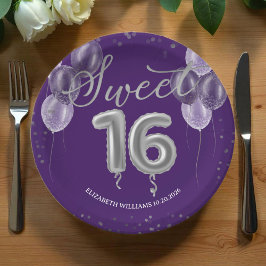 Silver Foil Sweet 16 Bday Balloons Party Lila