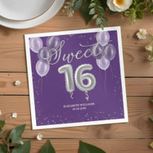 Silver Foil Sweet 16 Bday Balloons Party Lila