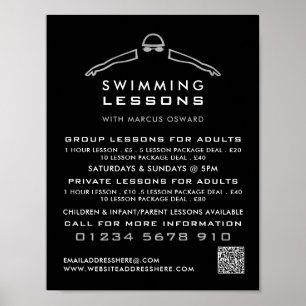 Silver Foil Swimmer-ikon, Swimming Lesson Advert Poster
