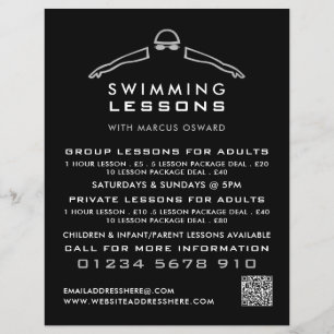 Silver Foil Swimmer-ikon, Swimming Lesson Advert Reklamblad
