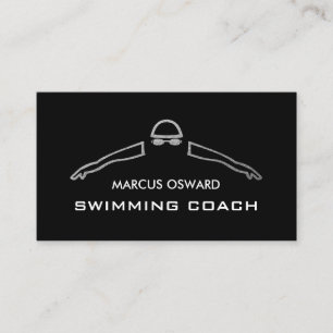 Silver Foil Swimmer, Swimming Coach & Lifeguard Visitkort