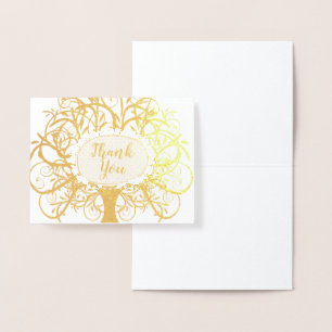 Silver Foil Swirl Träd Tack Folierat Kort