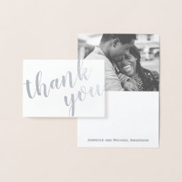 Silver Foil Tack med Photo och Namn Folierat Kort