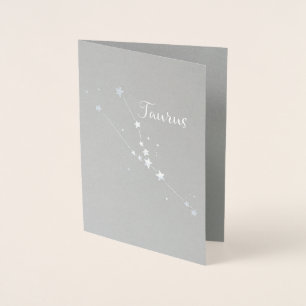Silver Foil Taurus Zodiac Constellation Folierat Kort