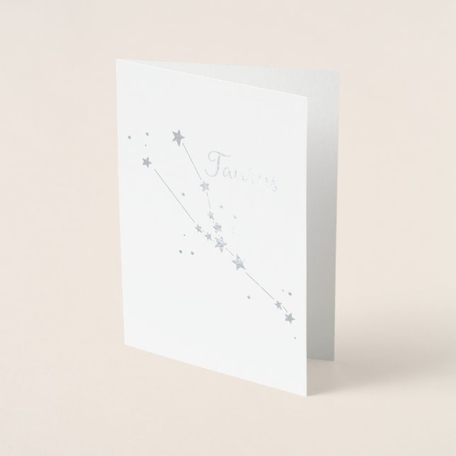 Silver Foil Taurus Zodiac Constellation Folierat Kort (Framsida)