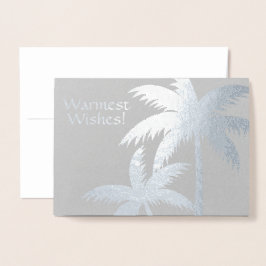 SILVER FOIL TROPICAL HANDFLATAN TRÄD CHRISTMAS CAR FOLIERAT KORT