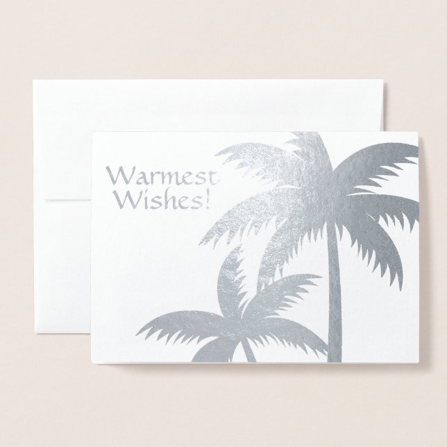 SILVER FOIL TROPICAL HANDFLATAN TRÄD CHRISTMAS CAR FOLIERAT KORT (Framsida med kuvert)
