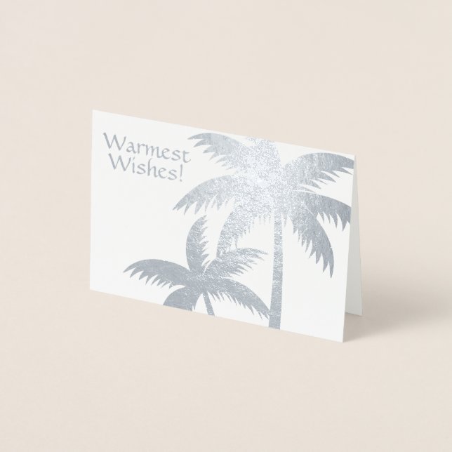 SILVER FOIL TROPICAL HANDFLATAN TRÄD CHRISTMAS CAR FOLIERAT KORT (Framsida)