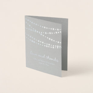 Silver Foil Twinkle Ljus on Grått - tackkort Folierat Kort