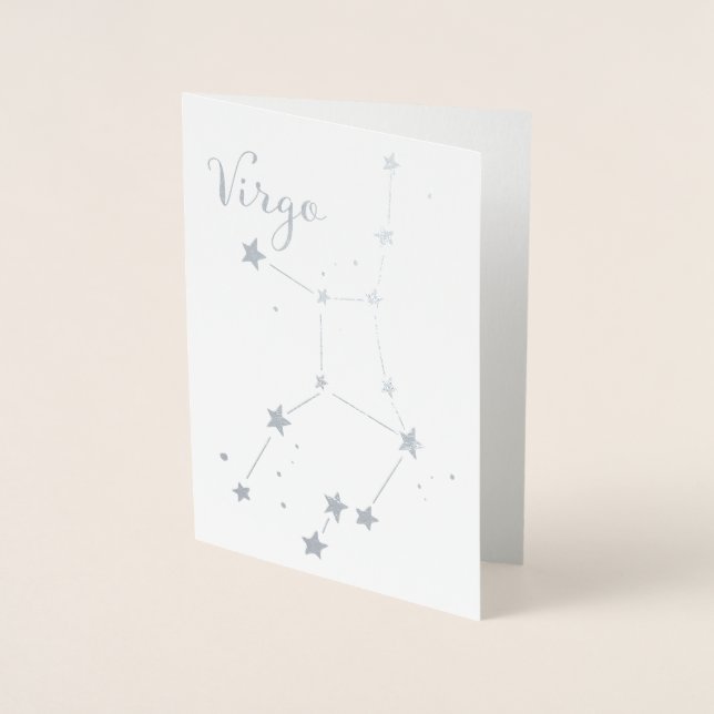 Silver Foil Våg Zodiac Constellation Folierat Kort (Framsida)