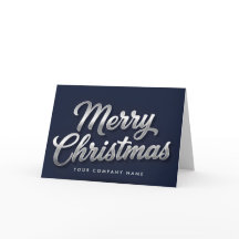 Silver Foil Vintage Script Merry Christmas