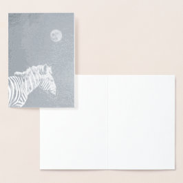 Silver Foil Zebra med Måne Folierat Kort