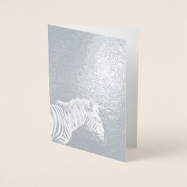 Silver Foil Zebra med Måne Folierat Kort