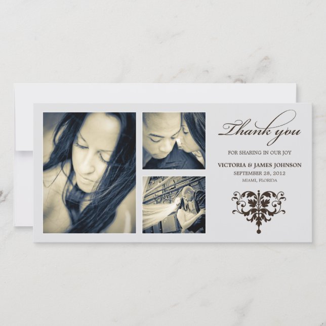SILVER FORMEL COLLAGE | BRÖLLOP TAANK DIG CARD TACK KORT (Framsida)