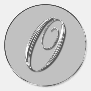 Silver Formellt Bröllop Monogram O Sal Runt Klistermärke