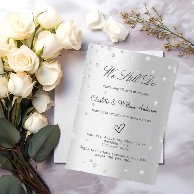 Silver förnyelse av löfte 60-års bröllopsjubileum inbjudningar (Skapare uppladdad)