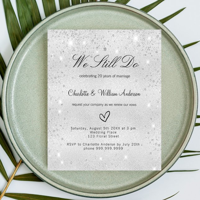Silver förnyelse av vigsel löfte bröllopsinbjudan (Skapare uppladdad)
