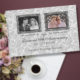Silver Foto Diamant Jubileum Blommig Gästböcker