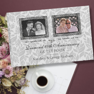 Silver Foto Diamant Jubileum Blommig Gästböcker
