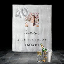 Silver fotoglitter 40-års välkomstskylt