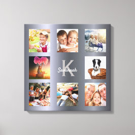 Silver fotokollage familj monogram canvastryck