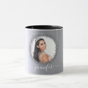 Silver fotoskript namn glamous mugg