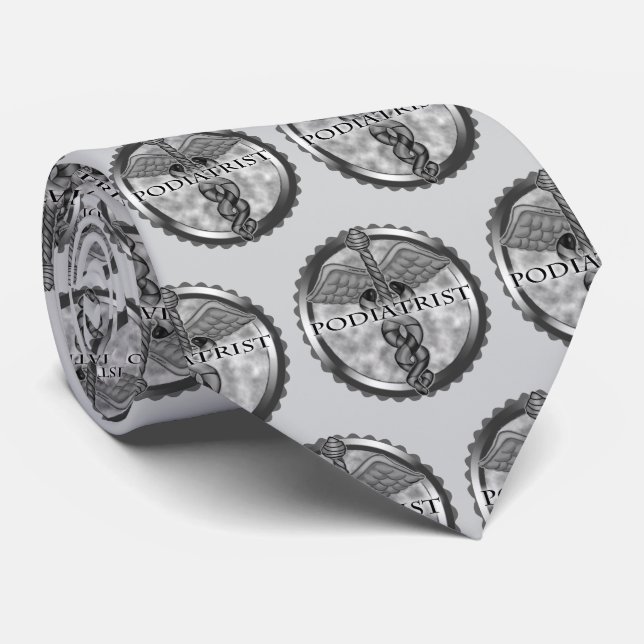 Silver Fotvårdsläkare Kaducé Slips (Rullad)
