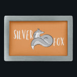Silver Fox<br><div class="desc">Ett fet bälte-låsbeslag med grått-foxillustration och texten,  Silver räv</div>