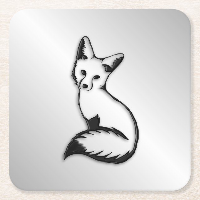 Silver Fox Underlägg Papper Kvadrat (Framsidan)