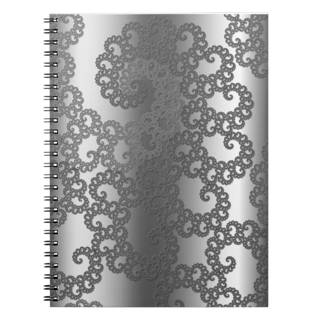 Silver Fractal Art Anteckningsbok (Framsidan)