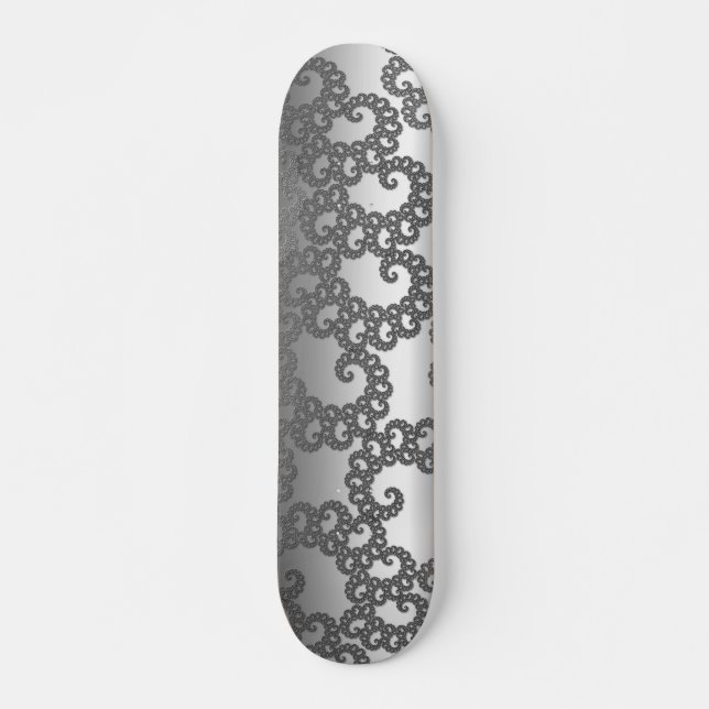Silver Fractal Art Mini Skateboard Bräda 18,5 Cm (Framsida)