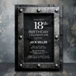 Silver Frame Black Slate 18th Birthday Party Inbjudningar
